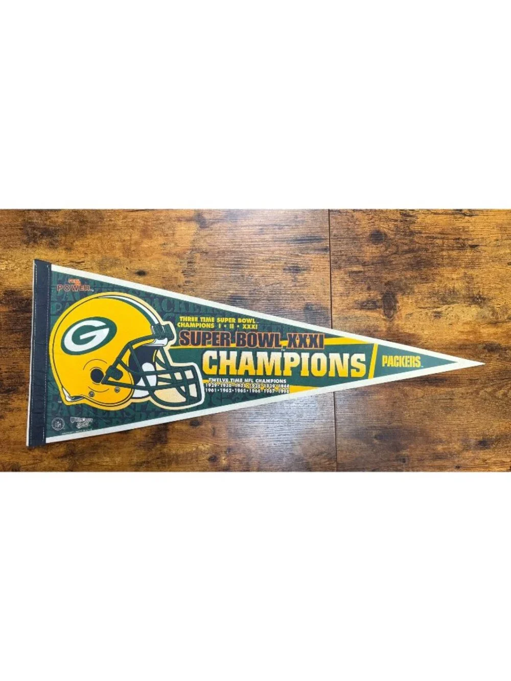 Vintage Green Bay Packers Super Bowl XXXI Champions Full Size Pennant